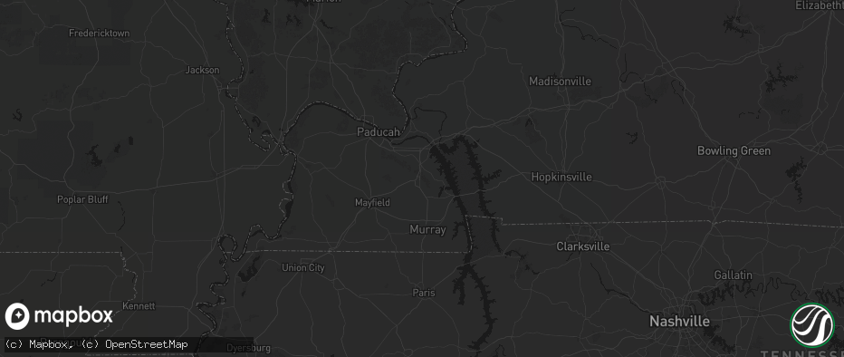 Hail map in Benton, KY on July 8, 2026
