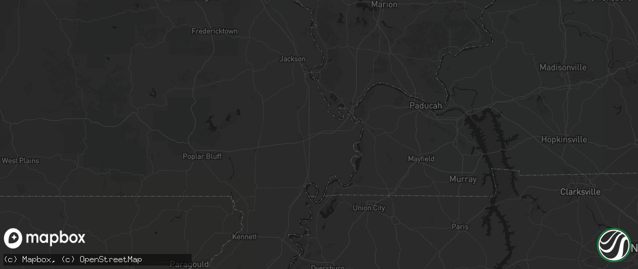 Hail map in Bertrand, MO on July 8, 2026