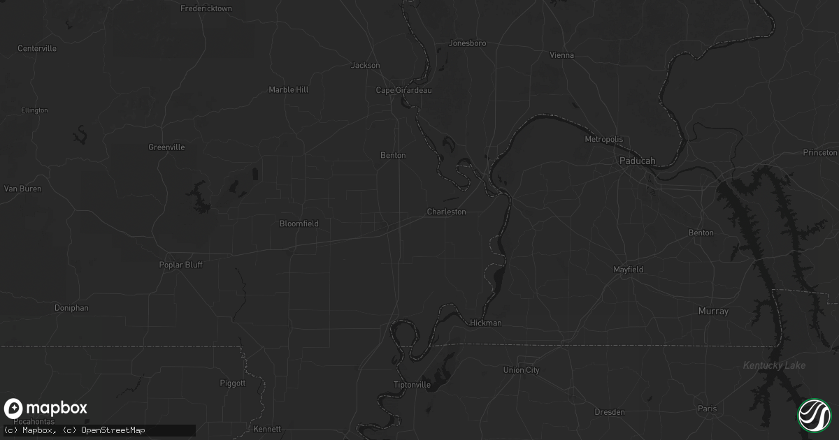 Hail map in Bertrand, MO on July 8, 2026