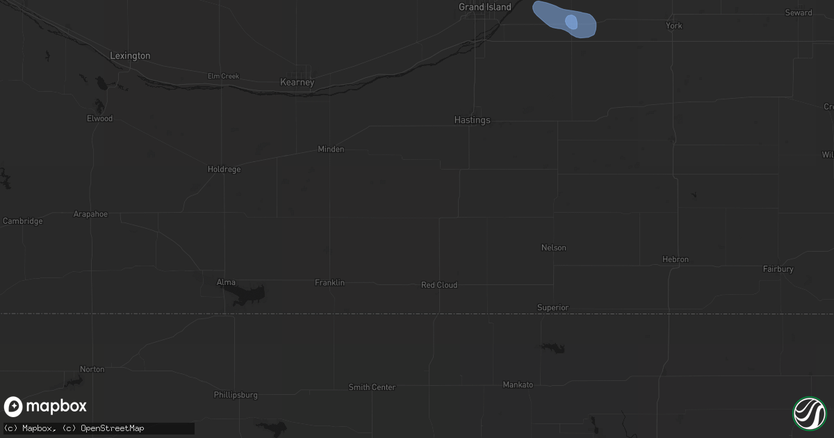 Hail map in Bladen, NE on July 8, 2026