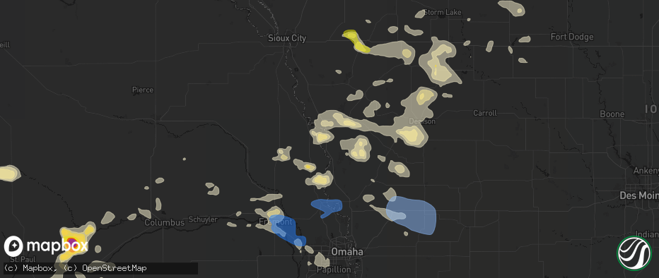 Hail map in Blencoe, IA on July 8, 2026