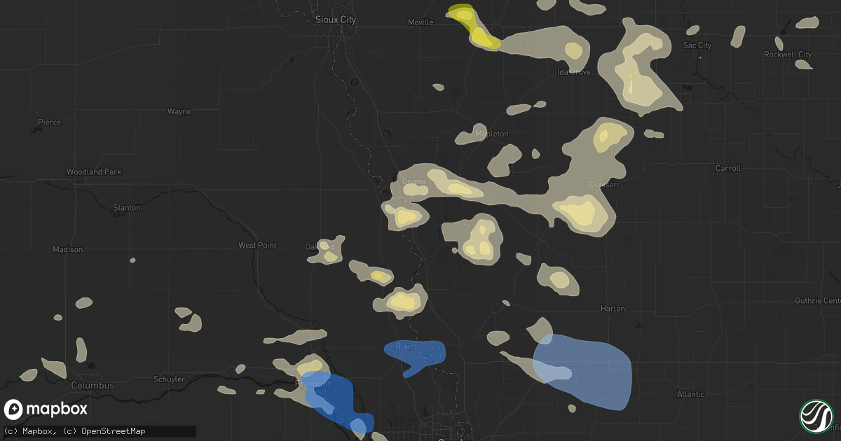 Hail map in Blencoe, IA on July 8, 2026