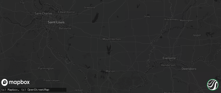 Hail map in Bonnie, IL on July 8, 2026