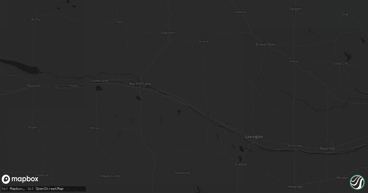 Hail map in Brady, NE on July 8, 2026
