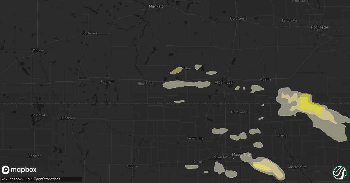 Hail map in Bricelyn, MN on July 8, 2026