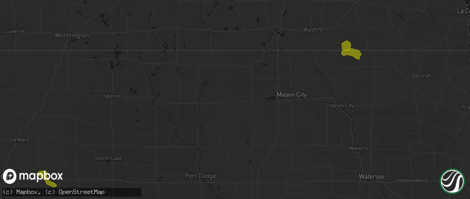 Hail map in Britt, IA on July 8, 2026