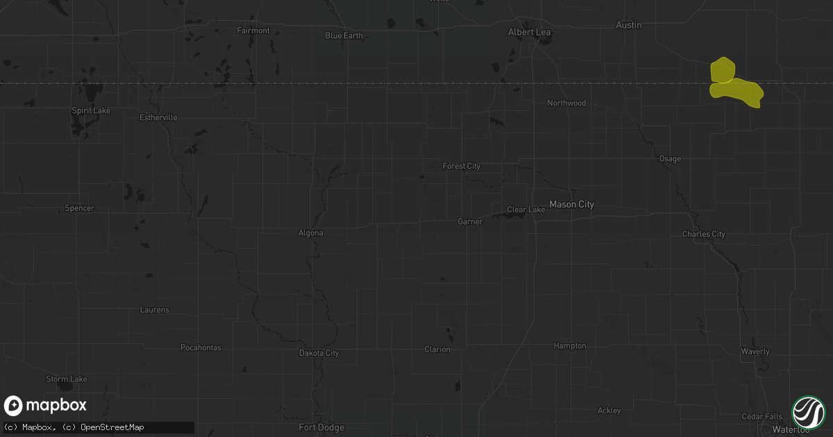 Hail map in Britt, IA on July 8, 2026