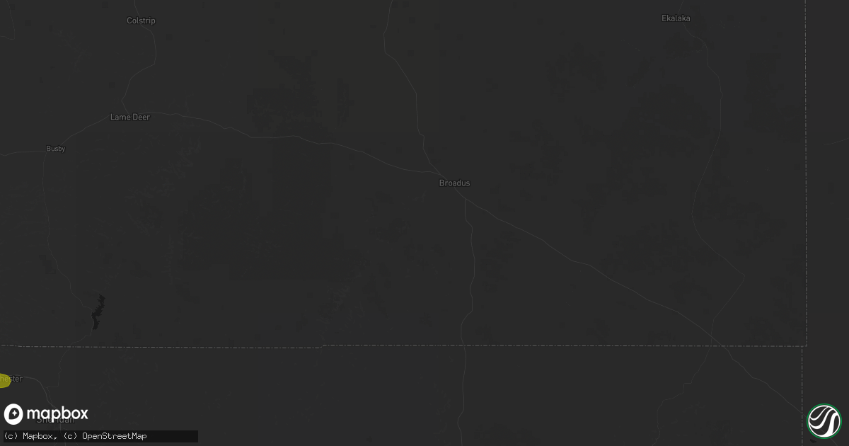 Hail map in Broadus, MT on July 8, 2026