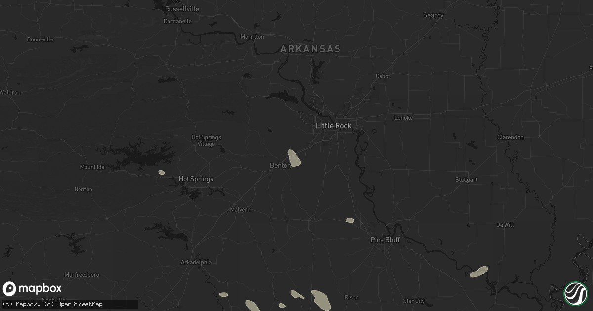 Hail map in Bryant, AR on July 8, 2026