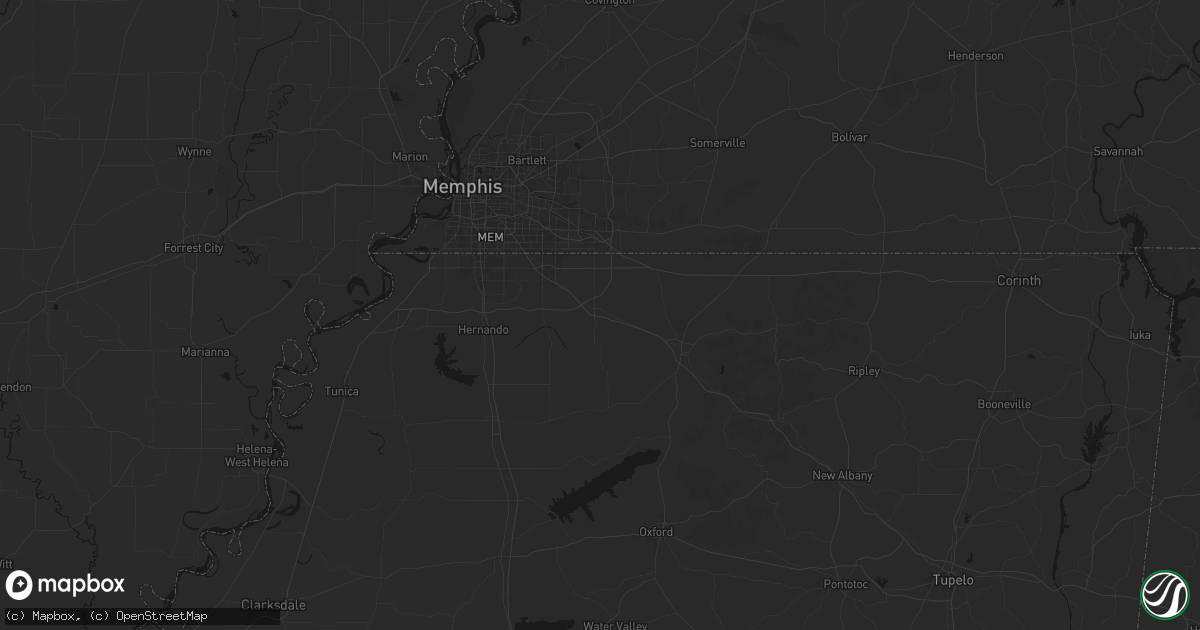 Hail map in Byhalia, MS on July 8, 2026