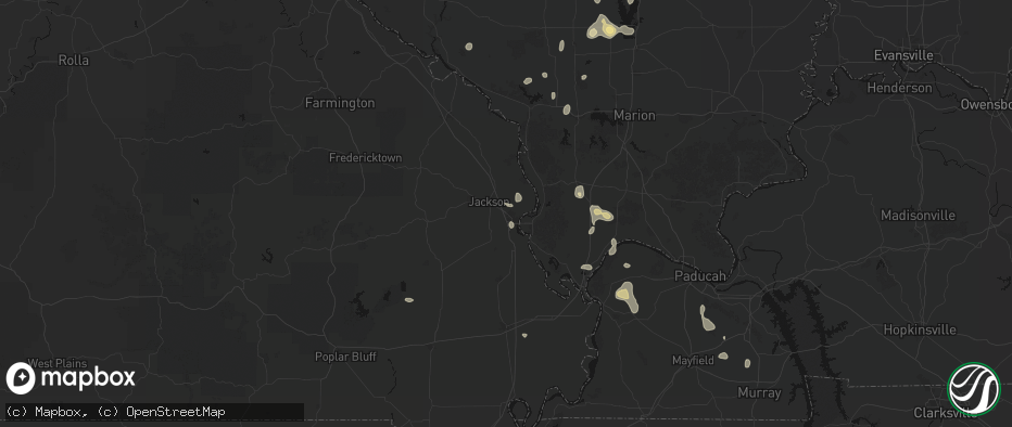 Hail map in Cape Girardeau, MO on July 8, 2026