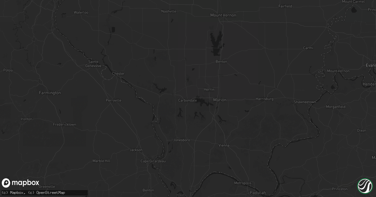 Hail map in Carbondale, IL on July 8, 2026