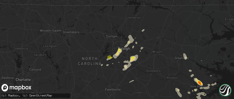 Hail map in Cary, NC on July 8, 2026