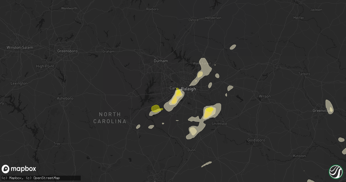 Hail map in Cary, NC on July 8, 2026