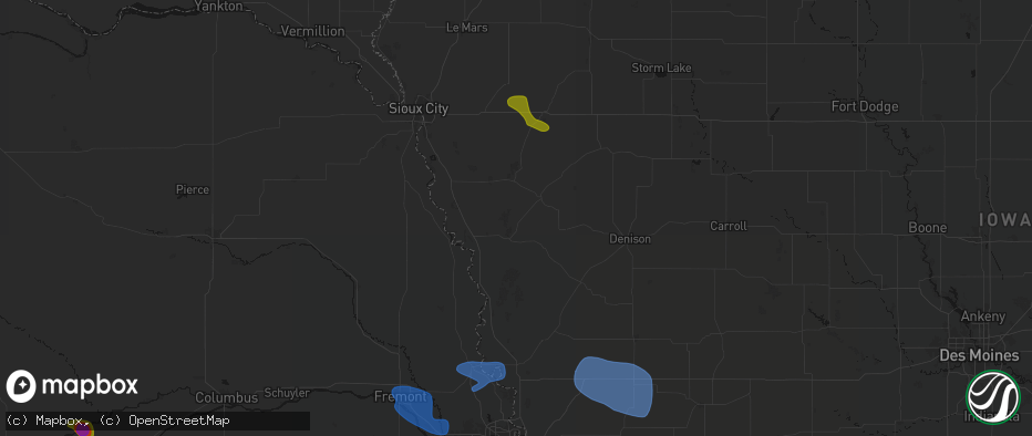 Hail map in Castana, IA on July 8, 2026