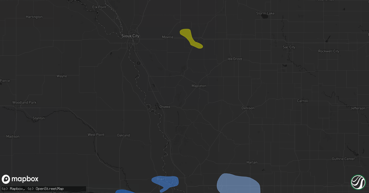 Hail map in Castana, IA on July 8, 2026