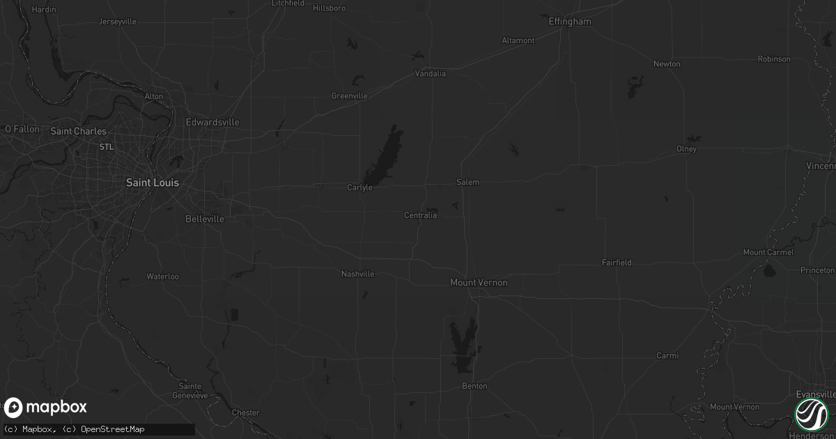 Hail map in Centralia, IL on July 8, 2026