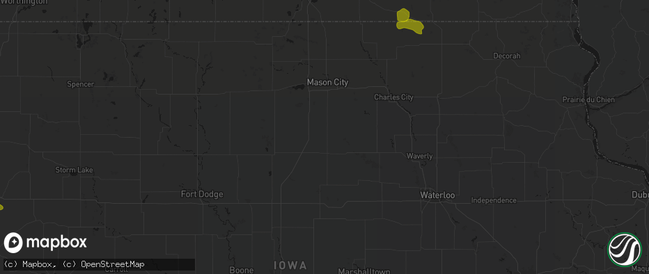 Hail map in Chapin, IA on July 8, 2026