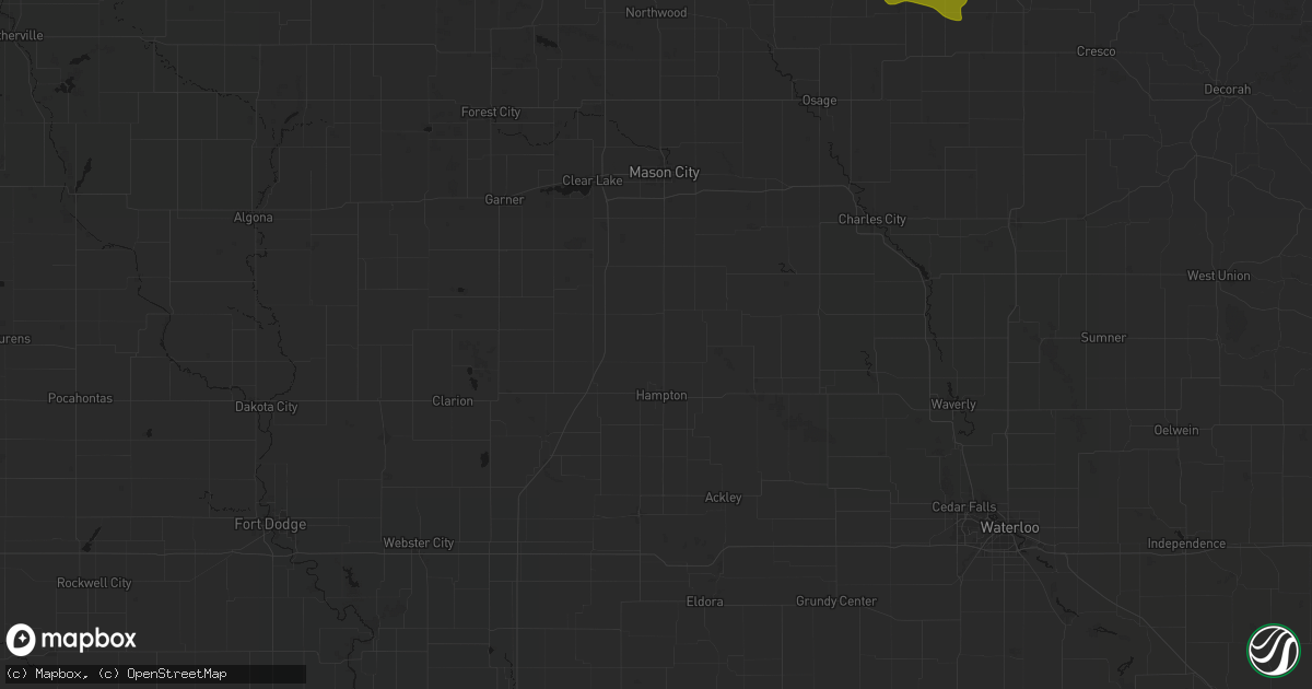 Hail map in Chapin, IA on July 8, 2026