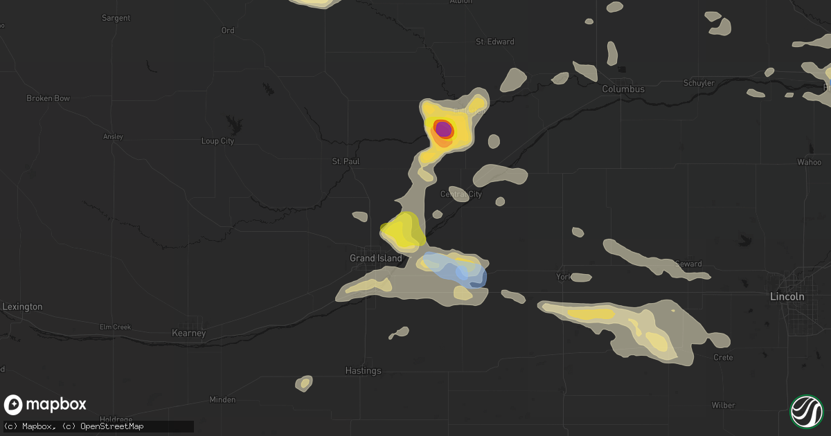 Hail map in Chapman, NE on July 8, 2026