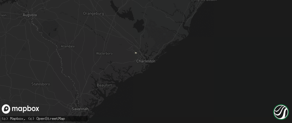 Hail map in Charleston, SC on July 8, 2026