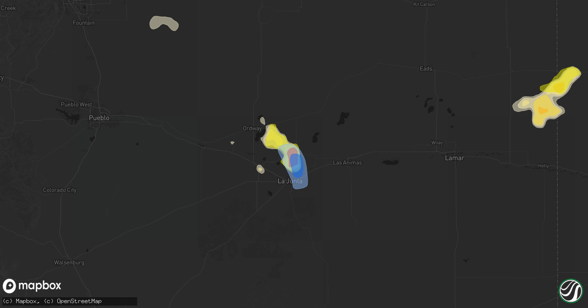 Hail map in Cheraw, CO on July 8, 2026