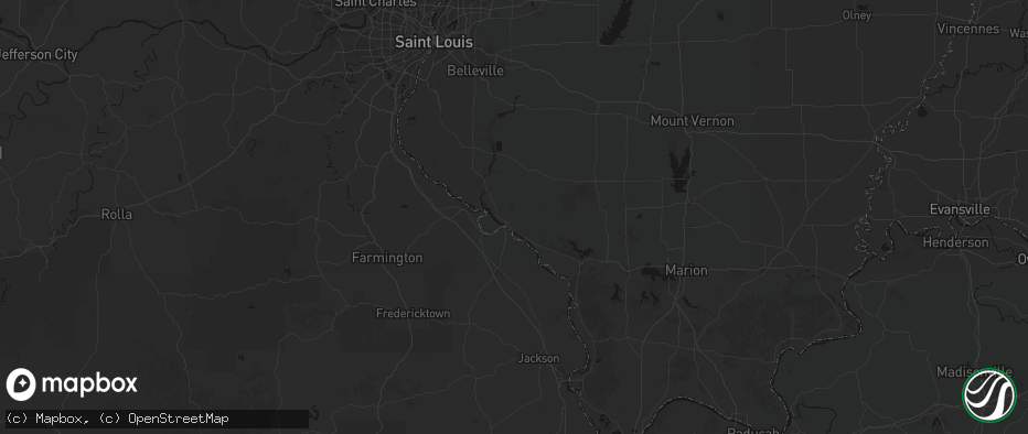 Hail map in Chester, IL on July 8, 2026