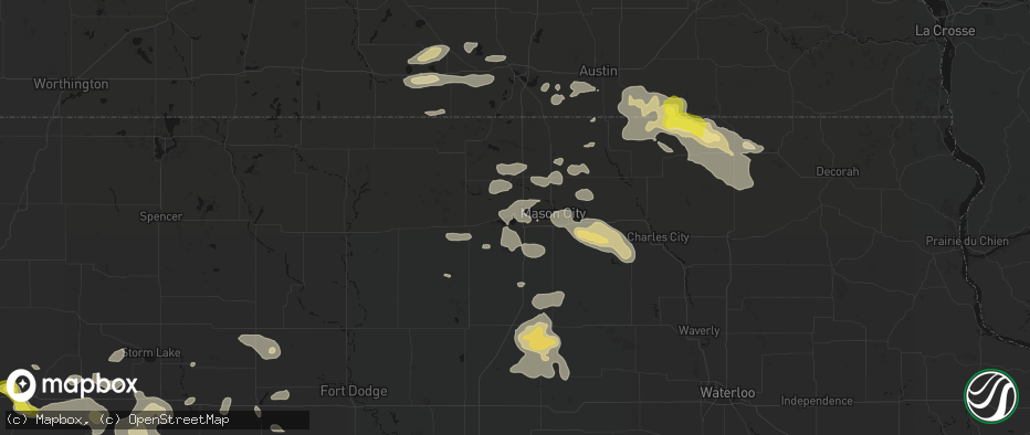 Hail map in Clear Lake, IA on July 8, 2026