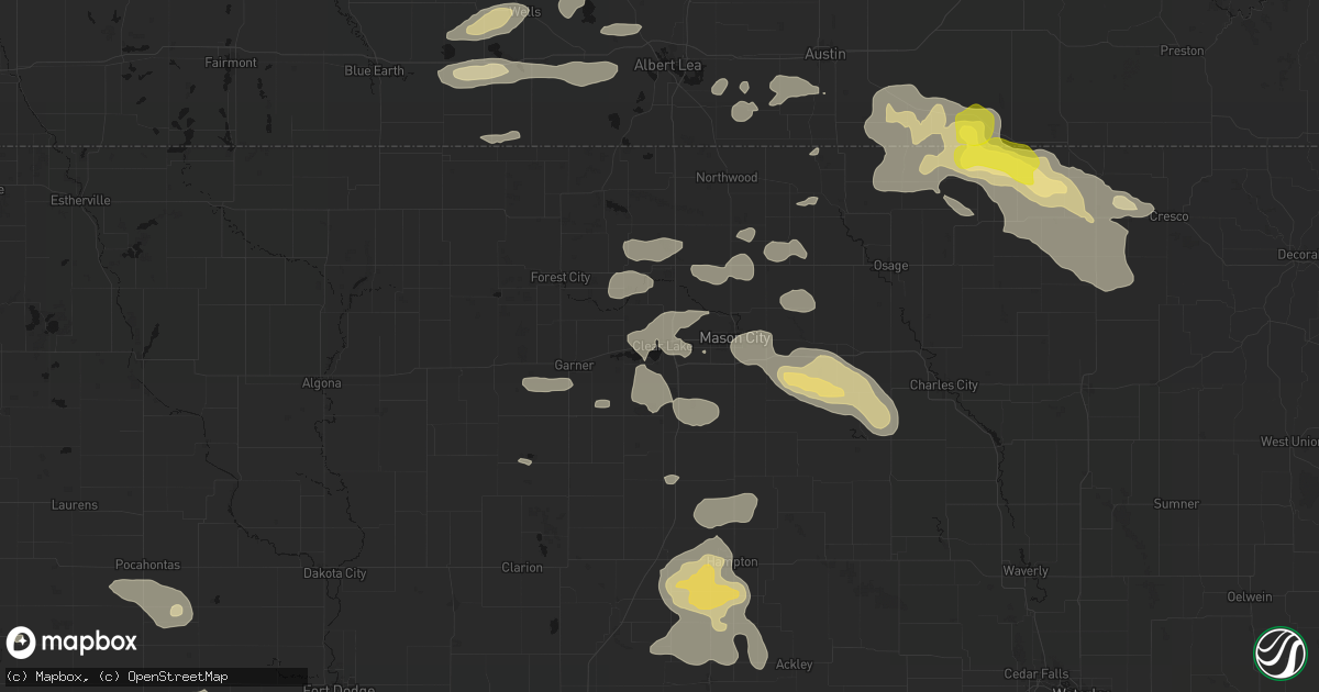 Hail map in Clear Lake, IA on July 8, 2026