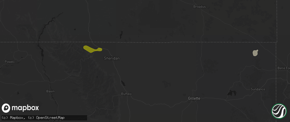 Hail map in Clearmont, WY on July 8, 2026