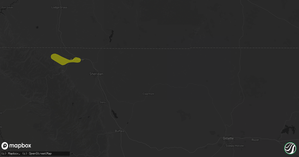 Hail map in Clearmont, WY on July 8, 2026