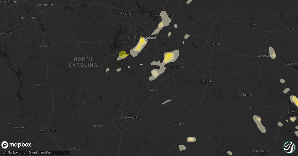 Hail map in Coats, NC on July 8, 2026