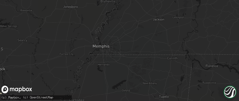 Hail map in Collierville, TN on July 8, 2026