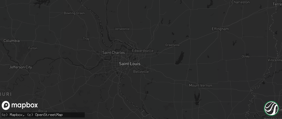 Hail map in Collinsville, IL on July 8, 2026