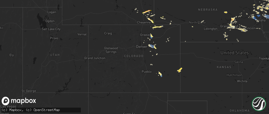 Hail map in Colorado on July 8, 2026