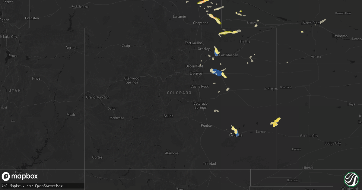 Hail map in Colorado on July 8, 2026