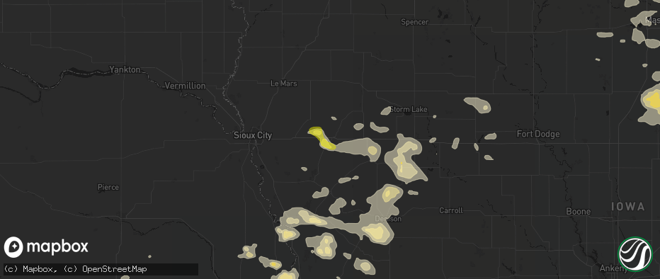 Hail map in Correctionville, IA on July 8, 2026