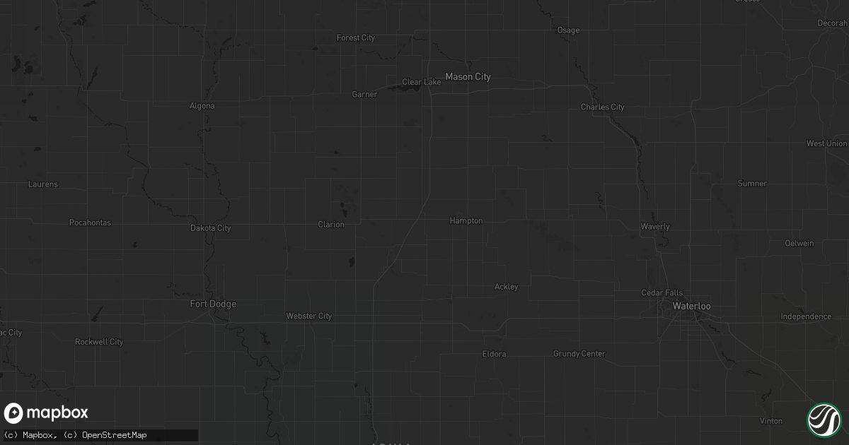 Hail map in Coulter, IA on July 8, 2026