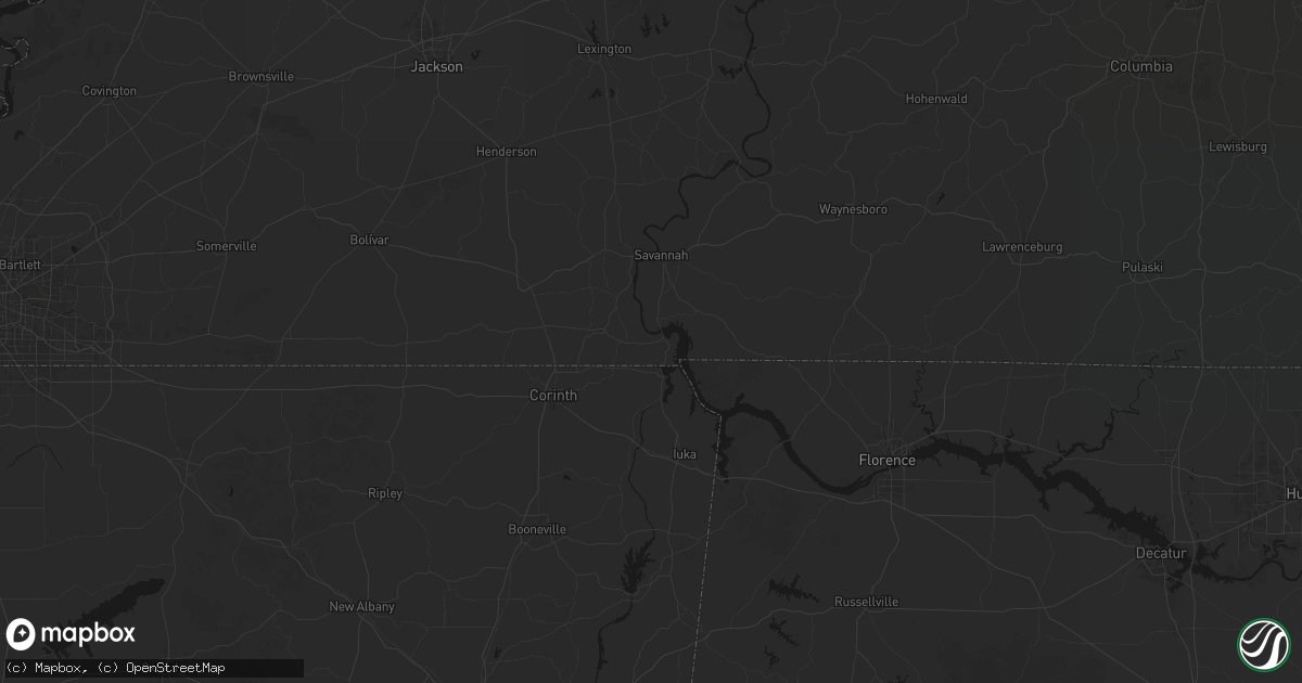 Hail map in Counce, TN on July 8, 2026
