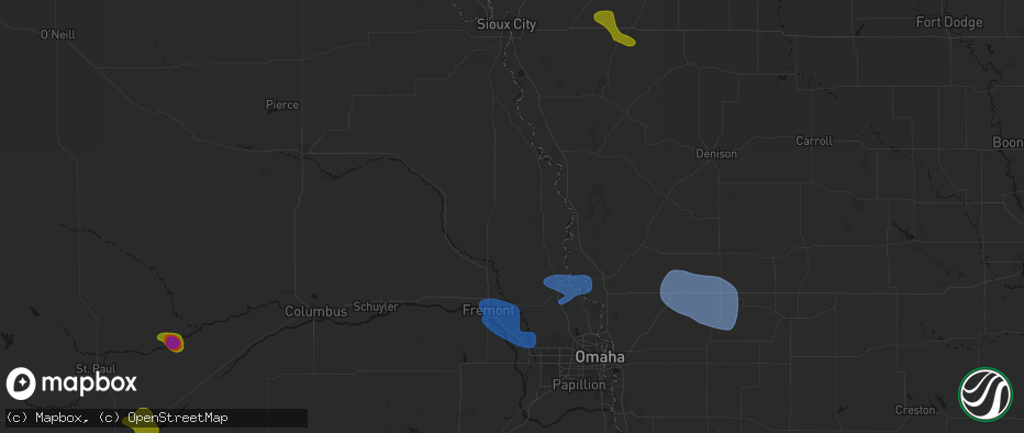 Hail map in Craig, NE on July 8, 2026