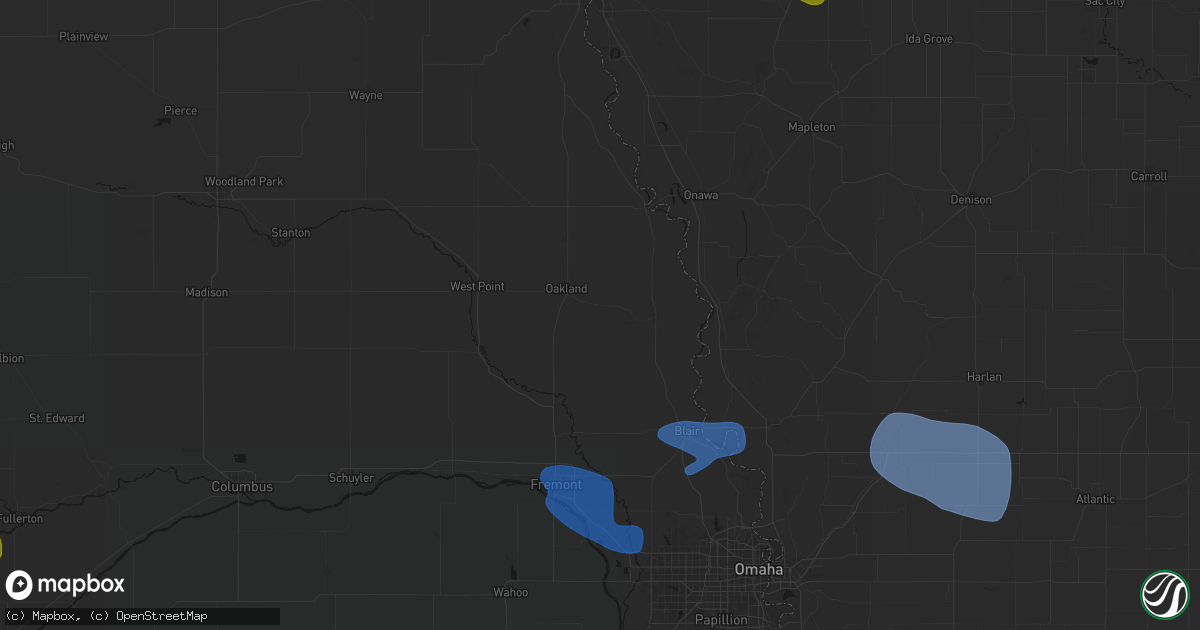 Hail map in Craig, NE on July 8, 2026