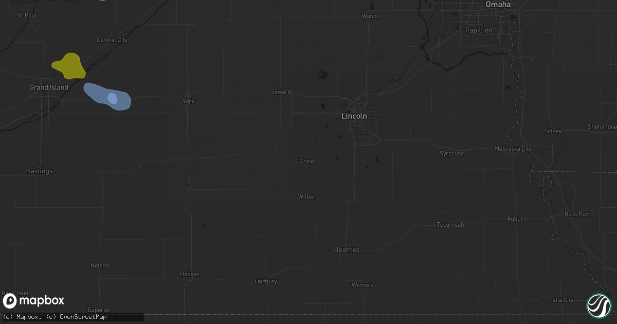 Hail map in Crete, NE on July 8, 2026