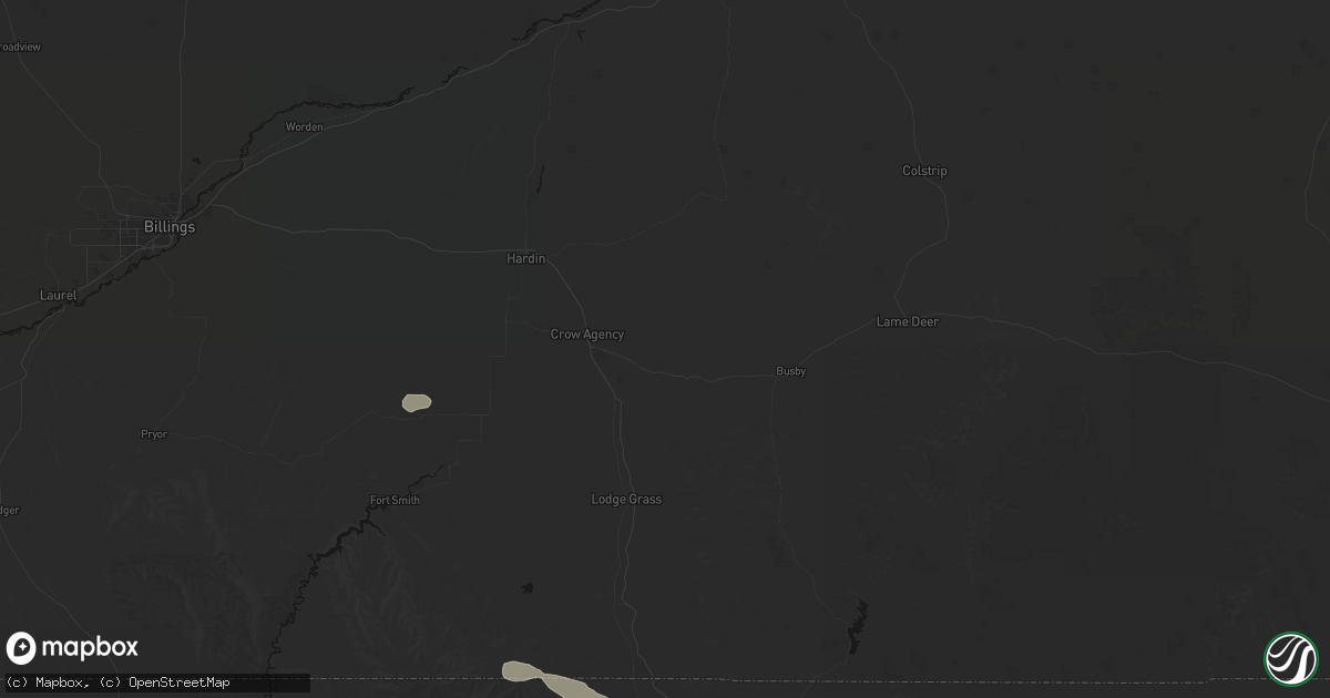Hail map in Crow Agency, MT on July 8, 2026