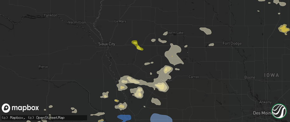 Hail map in Danbury, IA on July 8, 2026