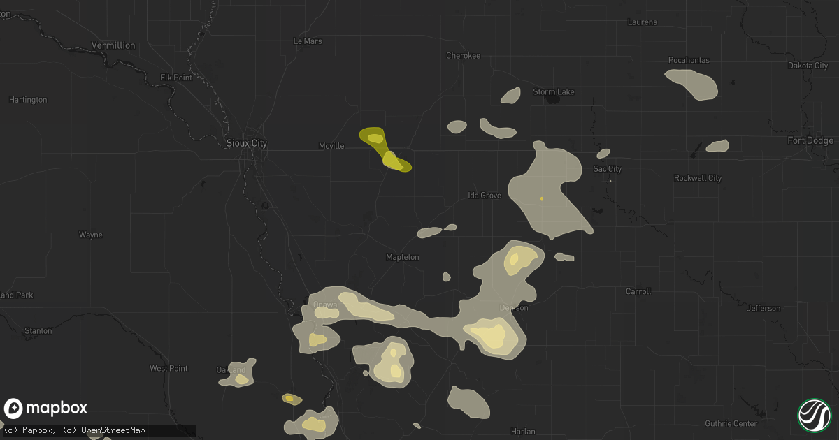 Hail map in Danbury, IA on July 8, 2026