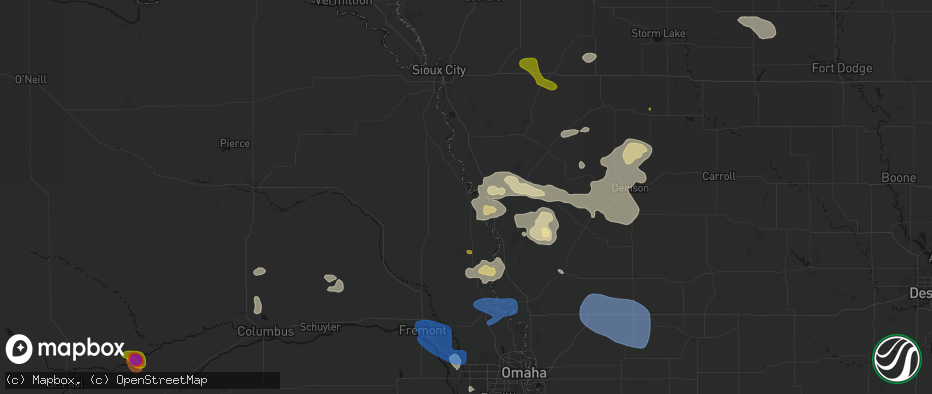 Hail map in Decatur, NE on July 8, 2026