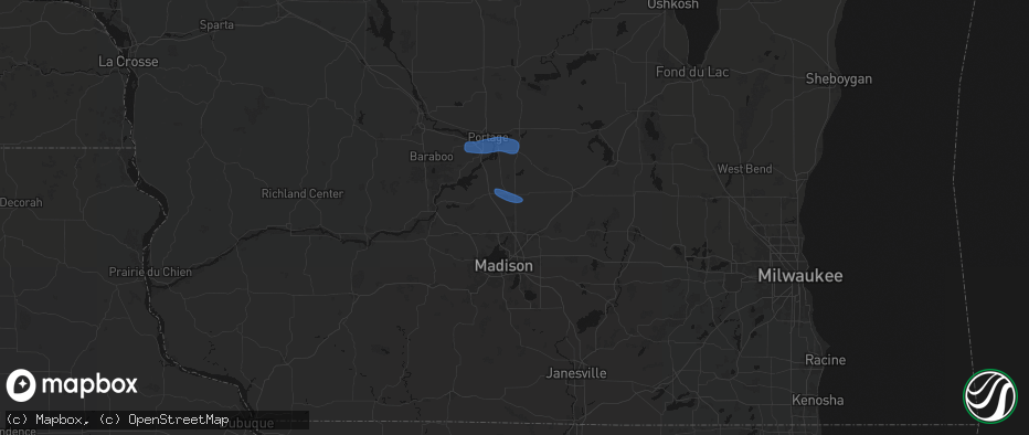 Hail map in Deforest, WI on July 8, 2026