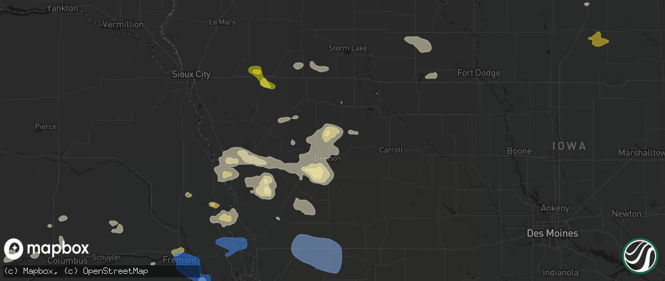 Hail map in Deloit, IA on July 8, 2026