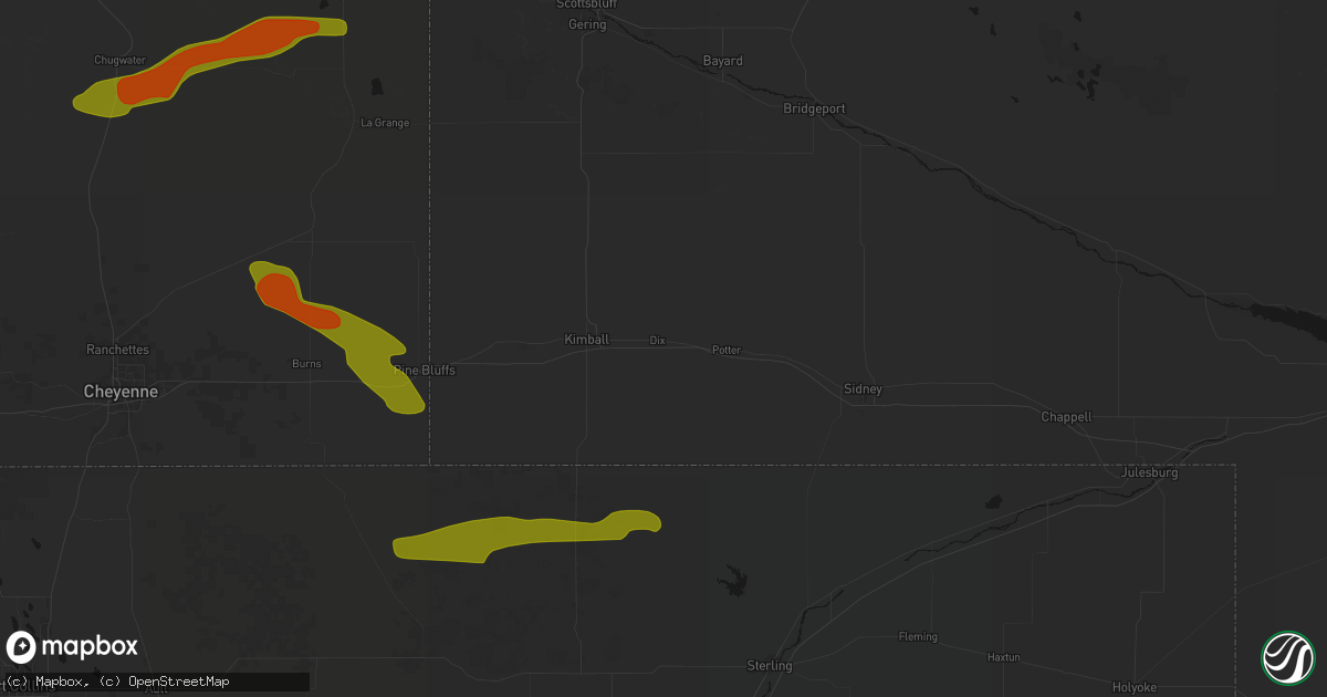 Hail map in Dix, NE on July 8, 2026