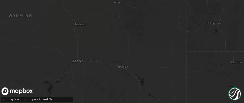 Hail map in Douglas, WY on July 8, 2026